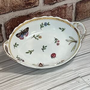WoW Vintage Godinger Primavera Oval Dish Bowl Butterfly Ladybug Dragonfly Bee